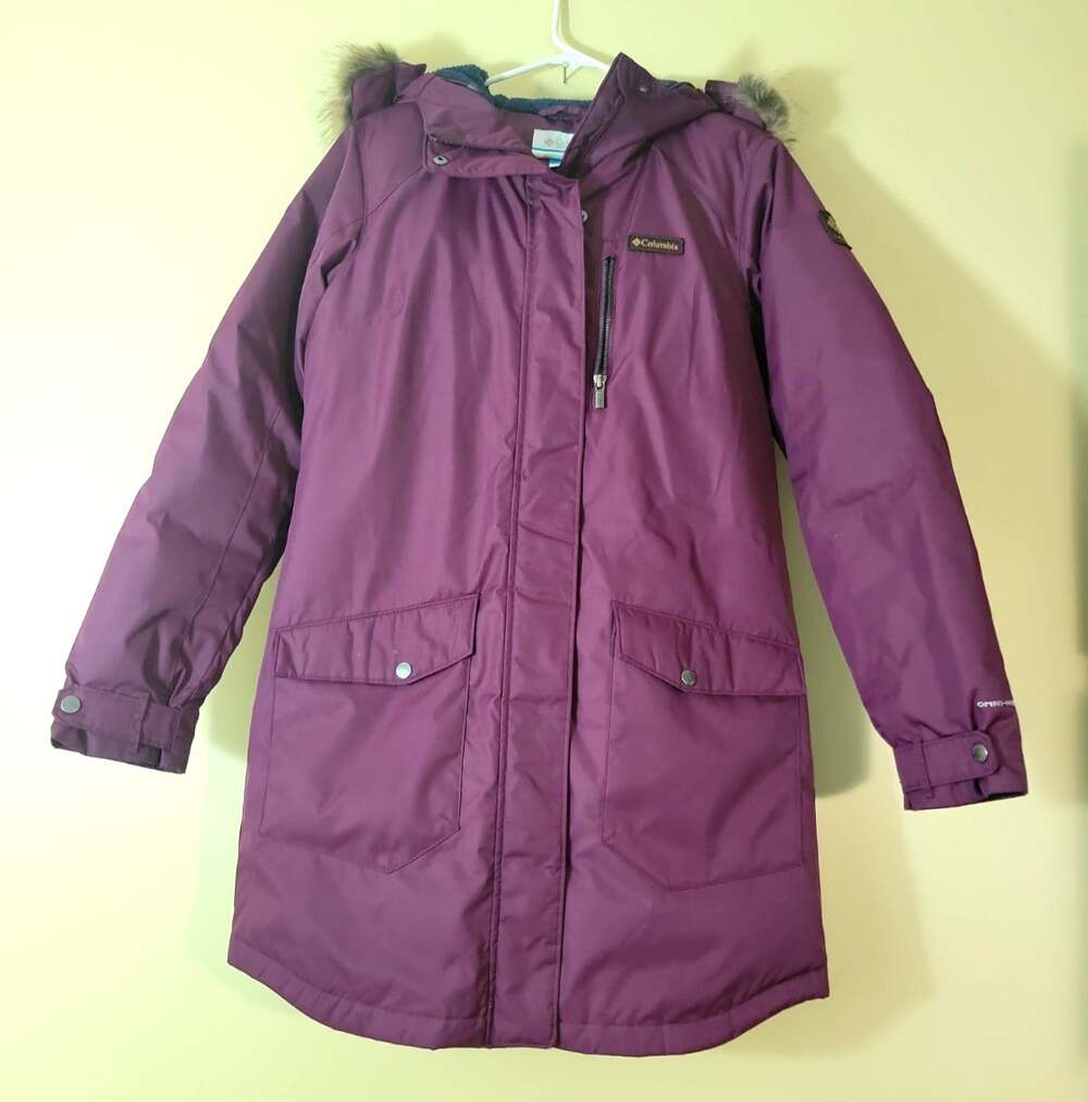 Columbia Winter Parka Jacket Womens Medium PLUM Omni-Heat Faux Fur Hood WL0885